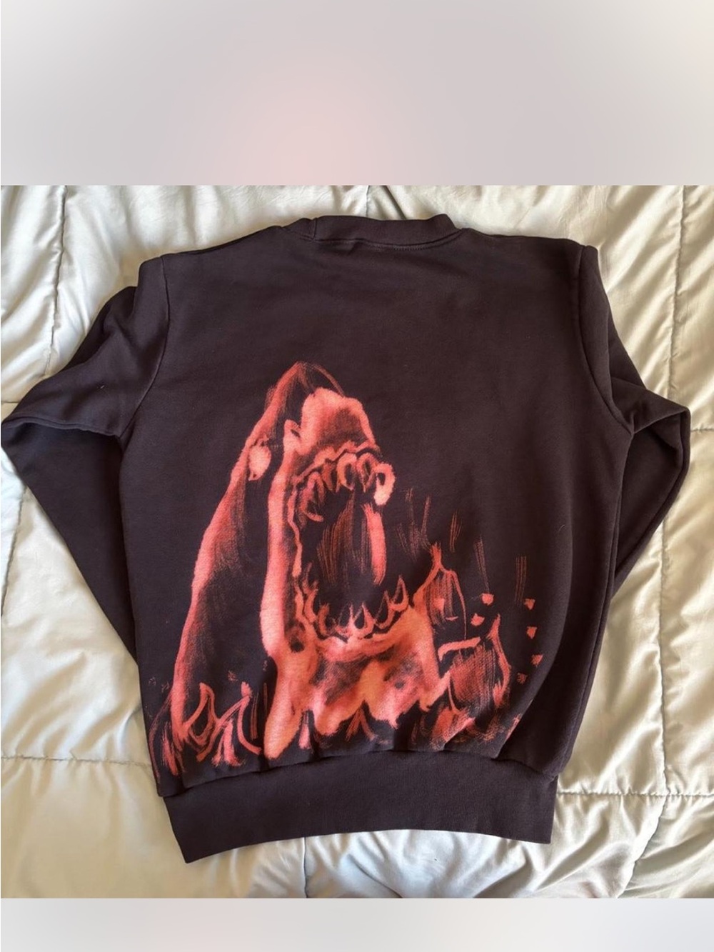 Alternative Black Crewneck Hand-bleached shark crewneck sweatshirt